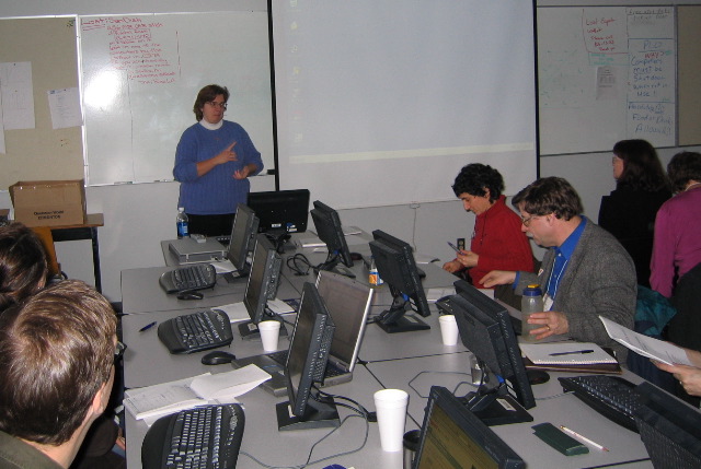 Michelle warns the class to remember the semi-colon.