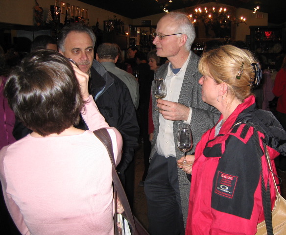 Leah, Walter, Bernie and Marie-Josee debate the quality of the wine.